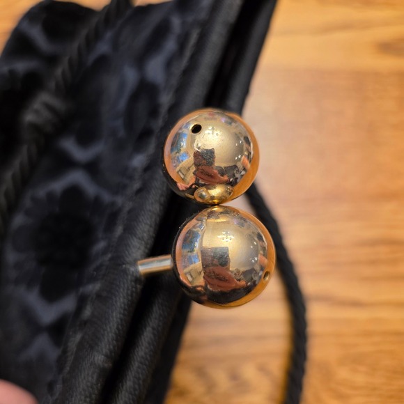 Vintage Black Velvet Gold Kiss Lock Evening Bag Shoulder Strap Double Handle - Picture 10 of 13